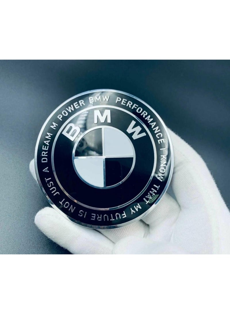 بي إم دبليو علامة شعار BMW الامامية 74mm - ابيض ف اسود - Image 3